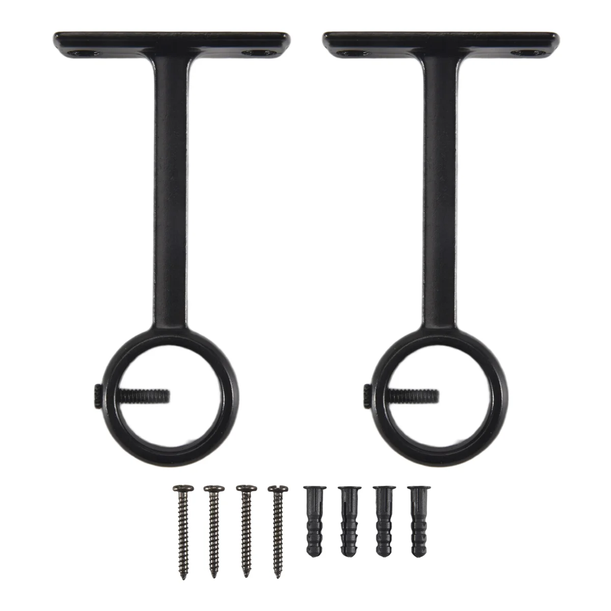 Staffe durevoli per aste per tende montate a soffitto, staffa da soffitto resistente per supporti per aste per tende da 1 pollice (set di 2, nero)
