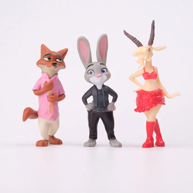 12個/セット ズートピア2 動物アクションフィギュア おもちゃ ジュディ ニック フォックス フィギュア PVC デスクトップデコレーション モデル ドール おもちゃ ファンギフト