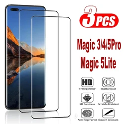 3Pcs Tempered Glass For Huawei Honor Magic 5 Pro Magic 5 Lite 3D Curved Ultrasonic Fingerprint Screen Protector