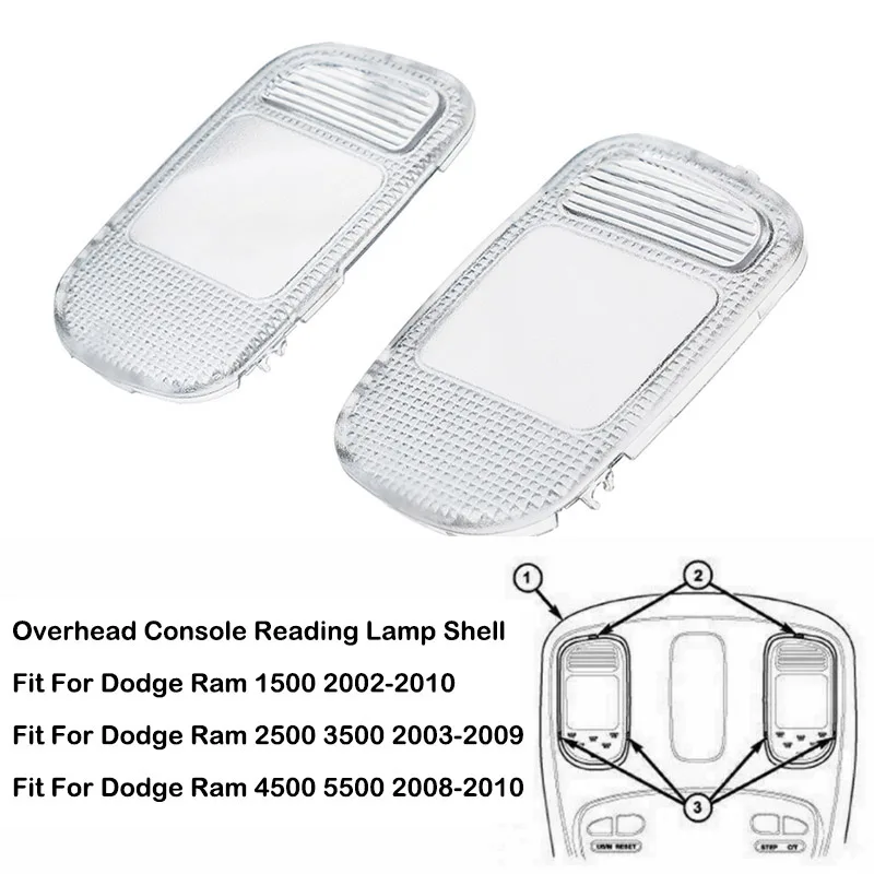 1 Pair Car Front Overhead Console Dome Map Light Lamp Lens Cover Fit for Dodge Ram 1500 2500 3500 4500 5500 2002-2010
