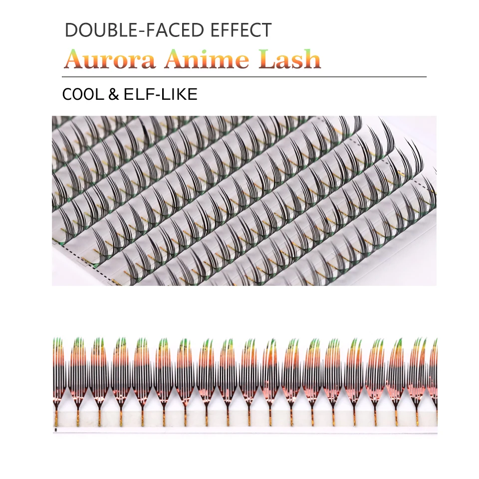 Dual Sided Colored Shiny Comic Spire Eyelash Extension Easy to graft Holographic Manga Premium Mink Lashes For Christmas Cosplay