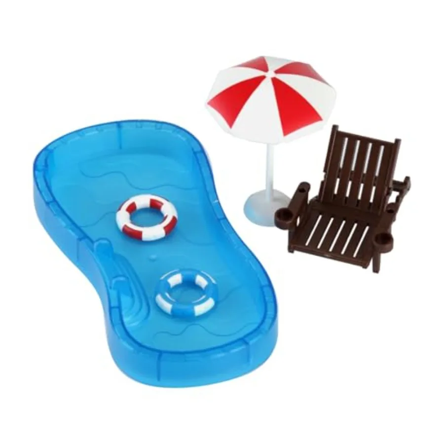 

Miniature Swim Pool Swimming Ring Beach Umbrella Chair, DIY Fairy Garden Dollhouse Decor, Mini Dollhouse Beach Decoration Set
