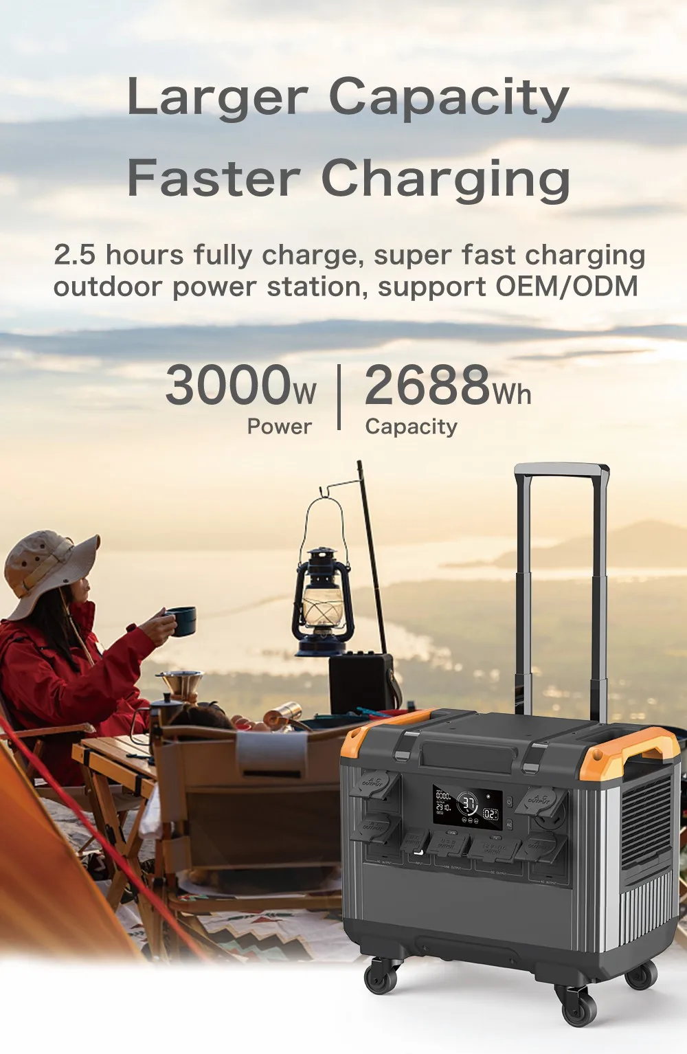 

Solar Energy Premium Lithium Battery Generator Solar Generator 3000W Large Capacity AC DC Emergency Power Station 1000w