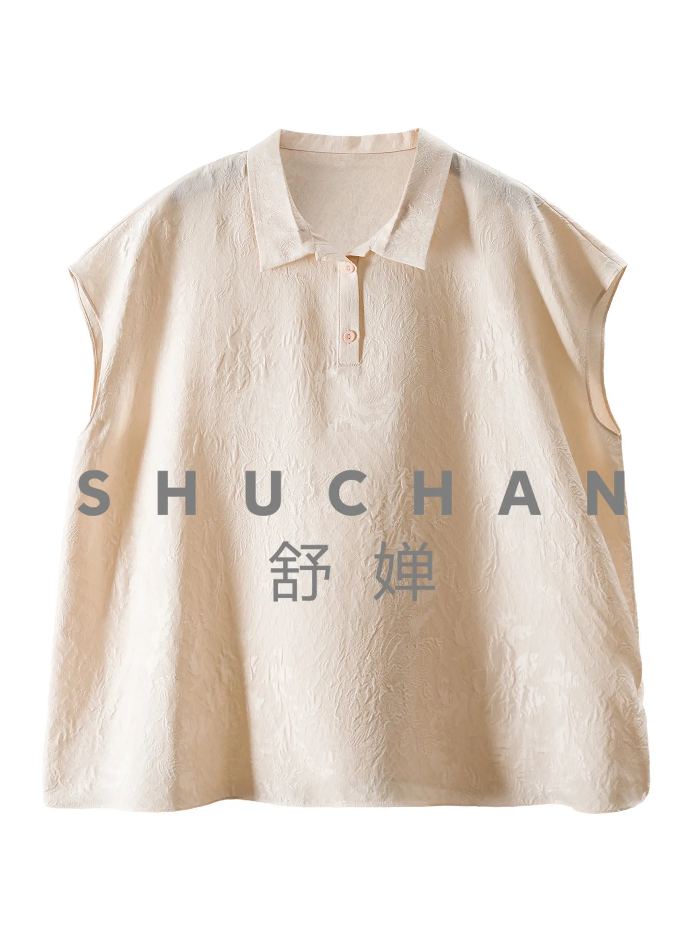 

Elegant Blouse French Natural Silk Crown Music Crepe Jacquard Polo Collar Bag Rotator Sleeve Shirt Women 80I4