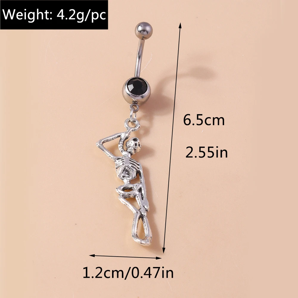 Aihua Halloween Schädel Skelett Nabel Ring Chirurgenstahl Gothic Halloween Spinne Bauchnabel Ring Piercing Ombligo Körperschmuck – Detail 11