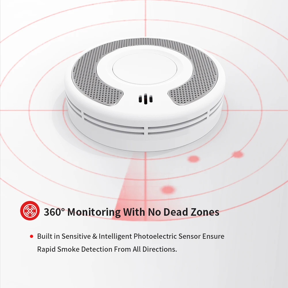 Smart WiFi Smoke Detector Fire Alarm Sealed 10-Year Li-Battery with Tuya App Control CE EN 14604 Certified