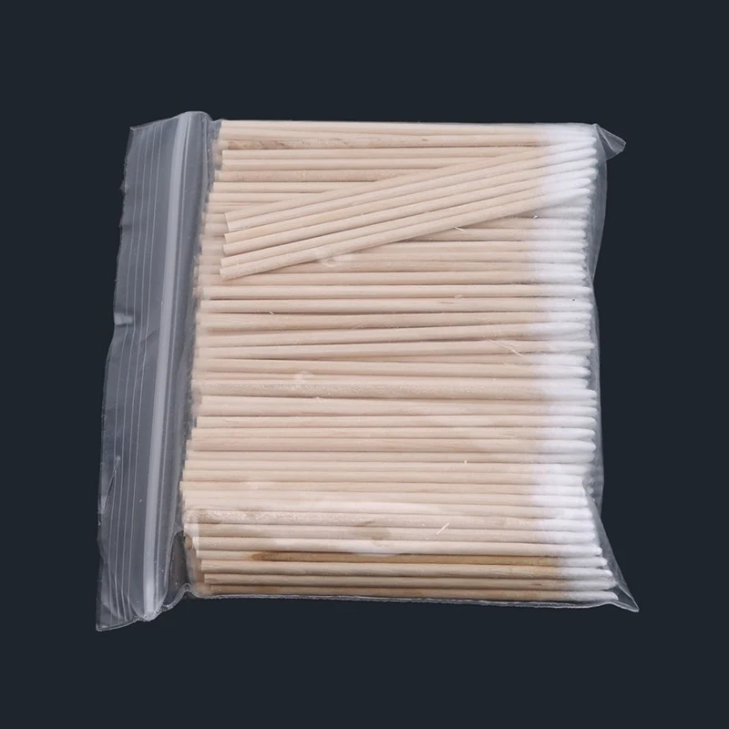 300/500pcs Wooden Tip Cotton Stick Long 7cm 300 Wooden Handle Tip Semi Permanent Embroidered Cotton Swabs