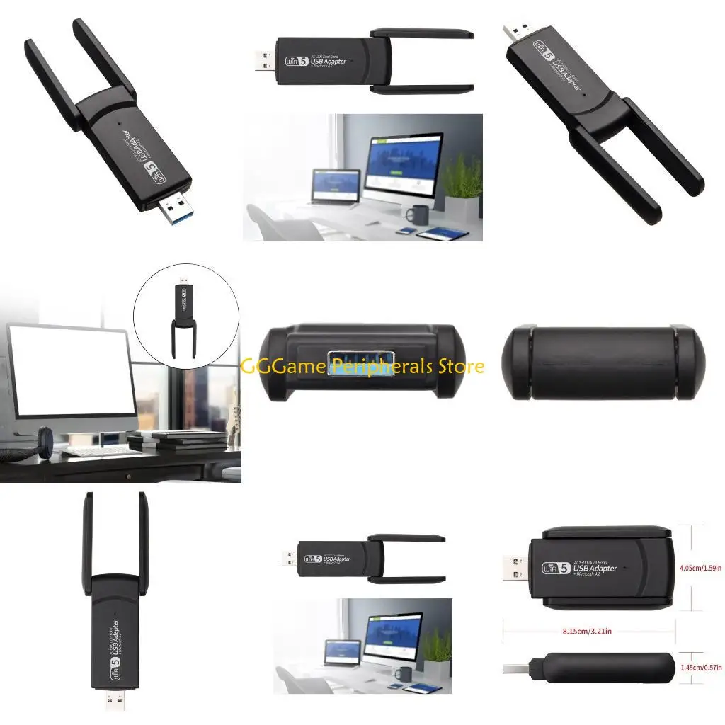 U55B 1300Mbps 2.4G+5Ghz بطاقة الشبكة اللاسلكية USB Bluetoothcompatible+Wifi 2 في 1