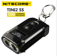 NITECORE TINI2 SS EDC Smart Flashlight 500Lumens Stainless Steel Dual Core Rechargeable LED Keychain OLED Mini Lantern Torch