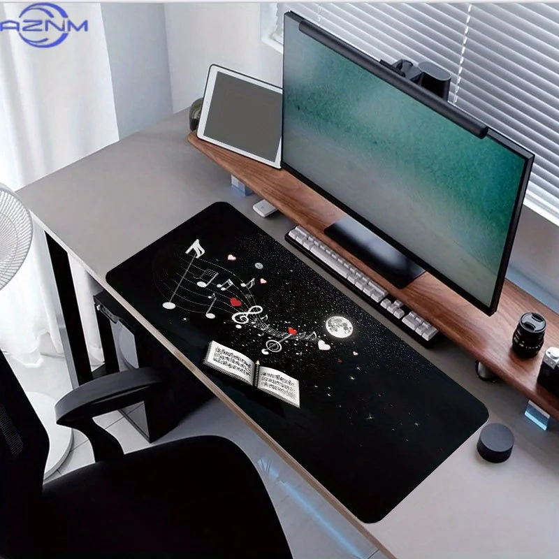 One Cosmic Music Tune Mouse Pad -  cm, a Stylish XXL Extended Desk Mat Featuring a Non-Slip Base, Expertly Sewn Edges, Ideal for