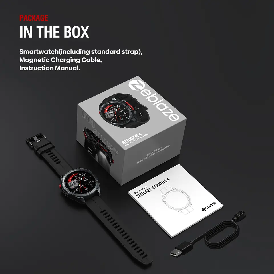 ساعة Zeblaze Stratos 4 الذكية الجديدة 2025، GPS، شاشة AMOLED 1.43 بوصة، بوصلة، مقياس الارتفاع الجوي، كشاف، مكالمات صوتية - 6