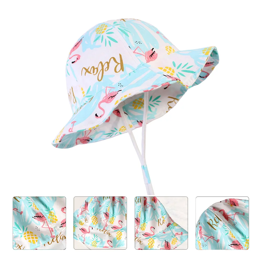 Children's Bucket Hat Summer Fisherman Hats Flat Top Sun Visor Kids Cotton Baby