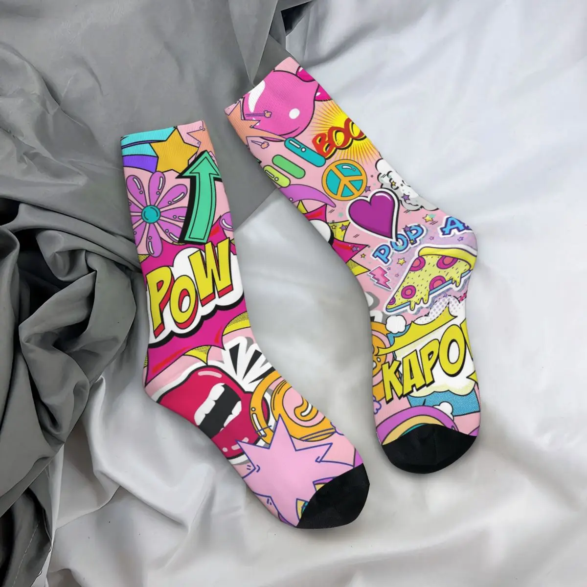 

All Seasons Crew Stockings Fun Street Graffiti Comic Pop Art Socks Crazy Long Socks Accessories for Men Women Birthday Present