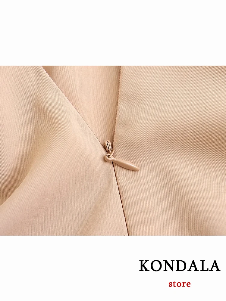 KONDALA Chic Solid Khaki Sexy Hollow Out Women Night Party Dress Fashion 2023 Summer Halter elegante Slim Holiday Long Vestido