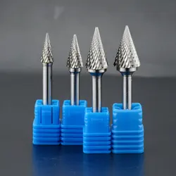 M-Type Alloy Rotary File Conical Pointed Double Threaded Tungsten Steel Grinding Head Metal Wood Electric Grinding Milling Cutte