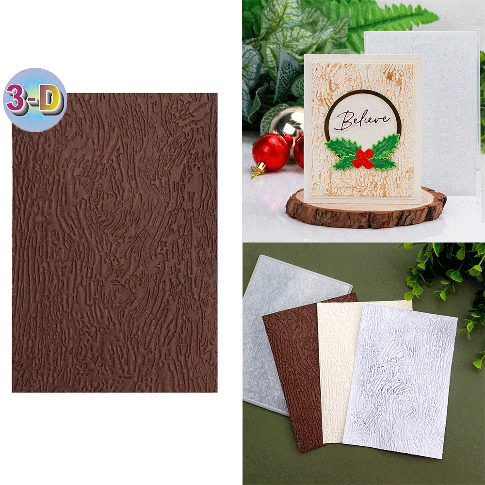 

Bark 3D Embossing Folder and Matching Dies for Adding Textured Detail To Paper Crafting Card Making Supplies