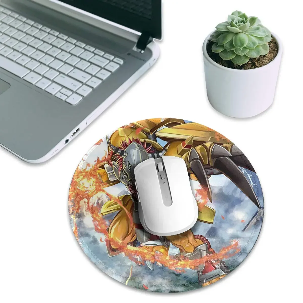Anime Digimon War Greymon Round Mouse Pad Computer Keyboard Mouse Mat Gamer Laptop Desk Mat Office Accessories Table Mats