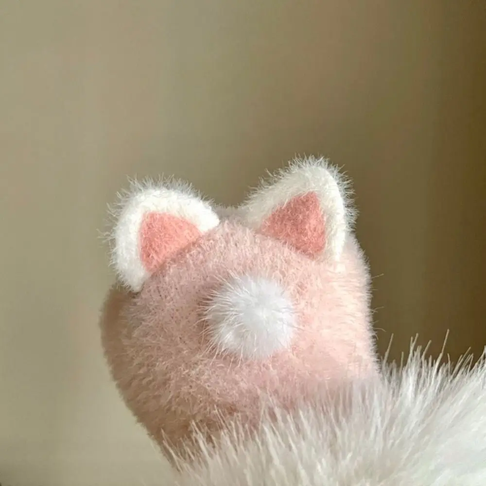 Niedliche Korallensamt-Handschuhe aus Korallensamt, Kaninchen-Katzenohren-Handschuhe, winddicht, Cartoon-Baumwoll-Fäustlinge für Damen