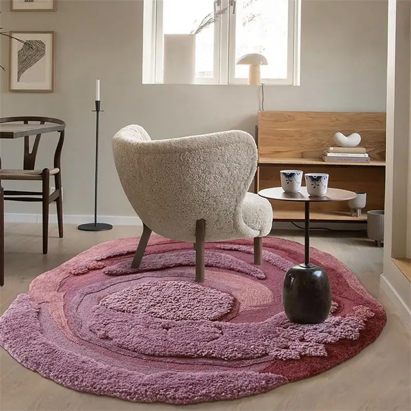 Handmade Art Irregular Carpet Livingroom Home Round Rug For Bedroom Decoration Soft Carpet Kids Room Premium Cloakroom Floor Mat
