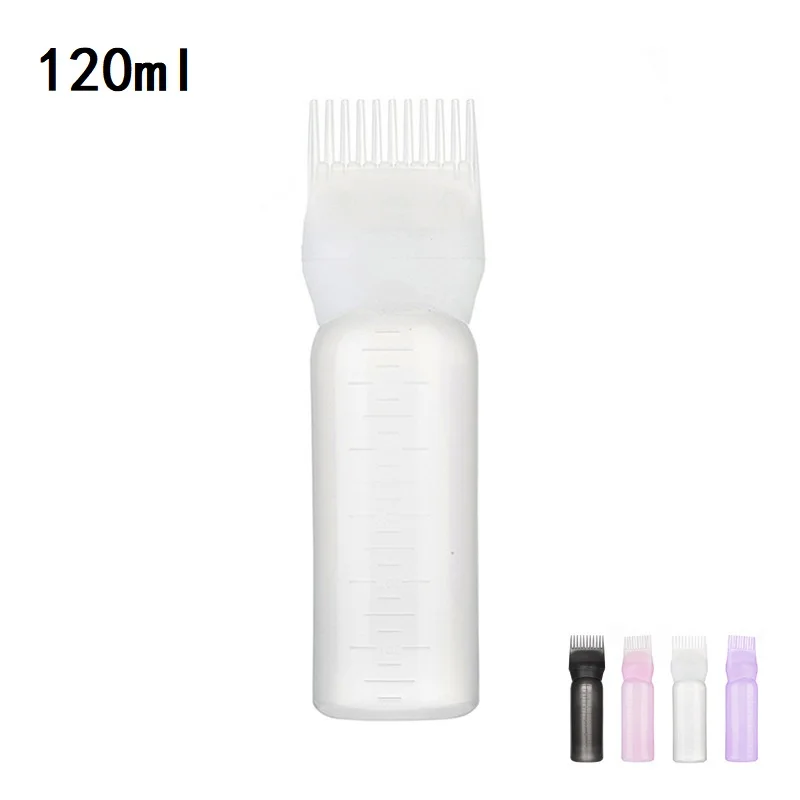 120ml Hair Dye Applicator Bottle Refillable Bottle Applicator Comb Dispensing Salon Hair Coloring Hairdressing Styling Tool