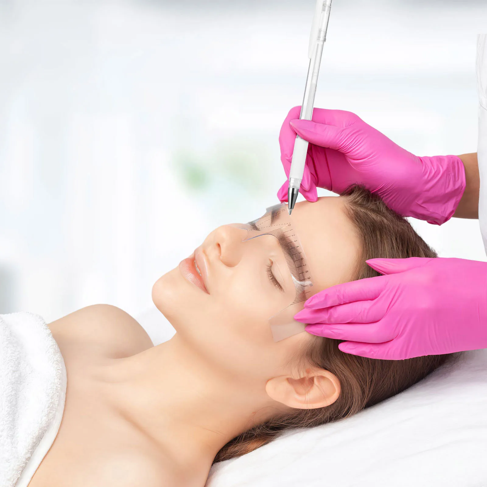 Augenbrauen-Microblading-Markierungsstift, weiß, rosa, Tattoo-Markierungsstift, tragbar, feine Spitze, Hautmarkierung, Augenbrauen-Mapping