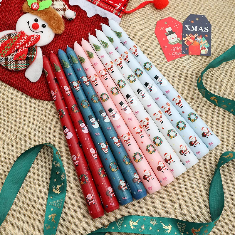 2pc 25cm Long Christmas Pole Candle Gingerbread Man Christmas Tree Table Decoration, Party Atmosphere Decoration Props