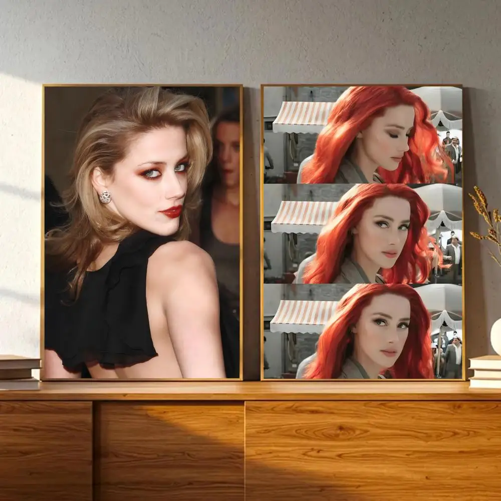 Amber Heard Poster Self-adhesive Art Waterproof Paper Sticker Coffee House Wall Decor