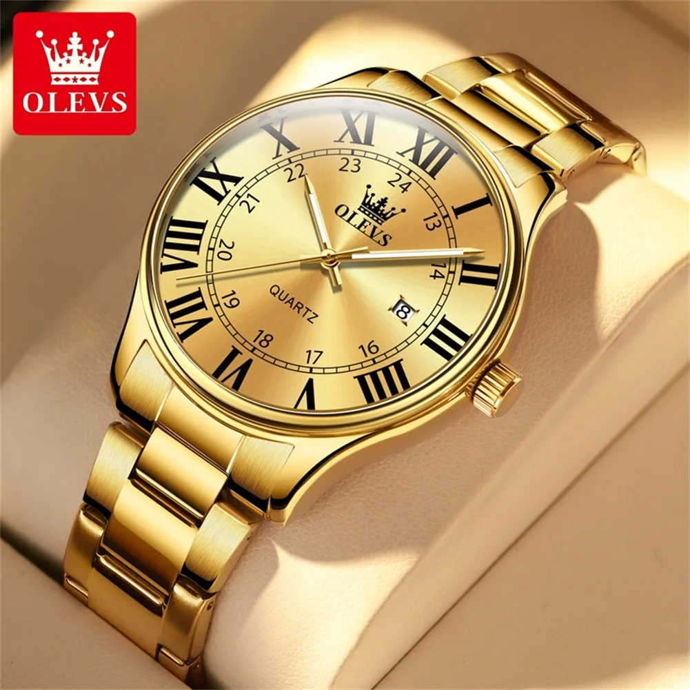 

OLEVS 2911 Casual Quartz Watch Gift Round-dial Stainless Steel Watchband Wristwatch Calendar