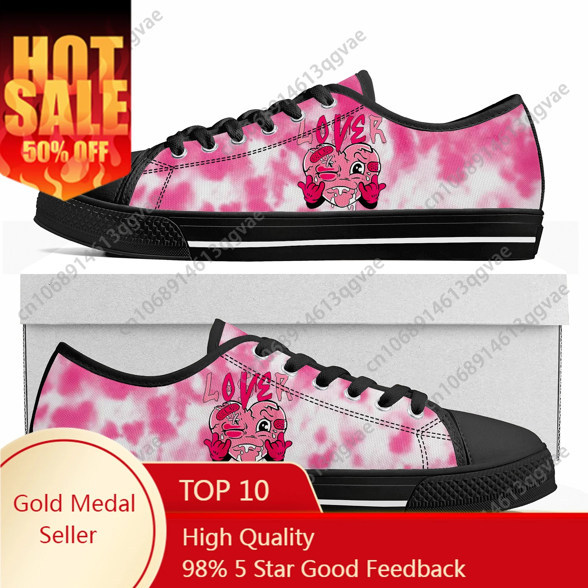 

Pink Loser Lover Pink Drip Heart Low Top Sneakers Womens Mens Teenager High Quality Shoes Tailor-Made Canvas Sneaker Couple Shoe