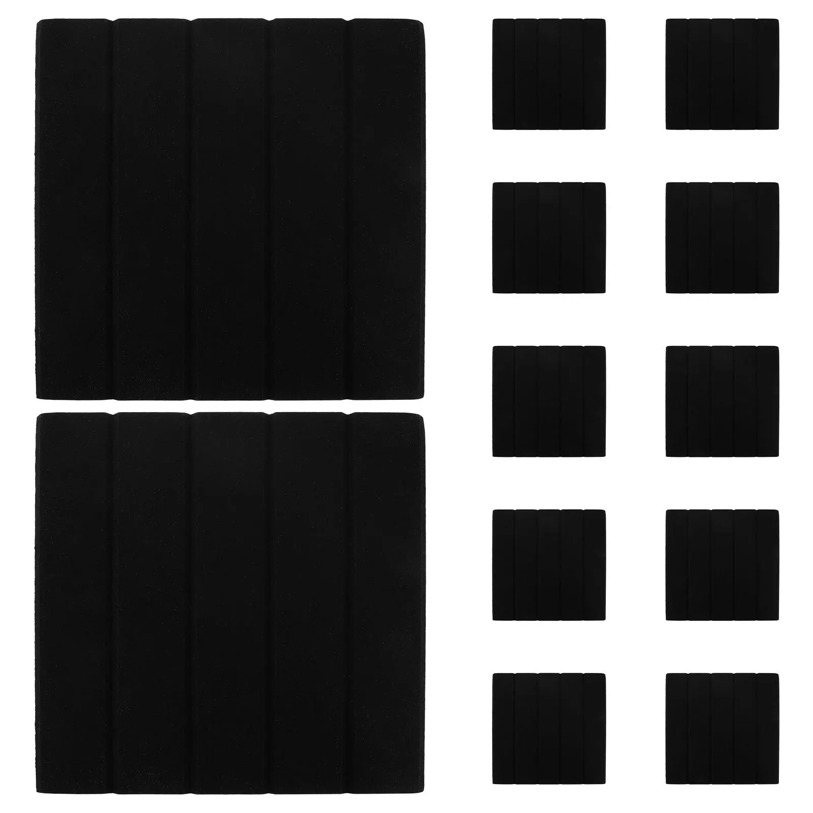 12 painéis de parede acústicos de poliéster, listras verticais, telhas à prova de som, redução de ruído para estúdios de gravação, teatros