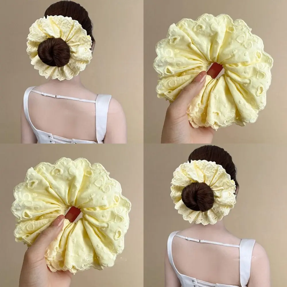 

Sweet Flower Shape Ballet Style Lace Scrunchies Hair Tie Heart Elastic Hair Bands Hair Ring Hollow Exaggerated Hair Rope Daily