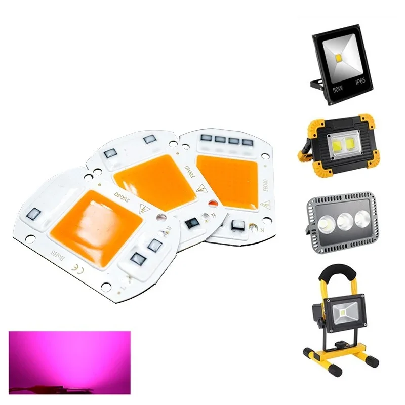 Chip de luz LED COB de espectro completo, lámpara UV de 110V, 220V, 10W, 20W, 30W, 50W, No necesita controlador para plántulas de flores,