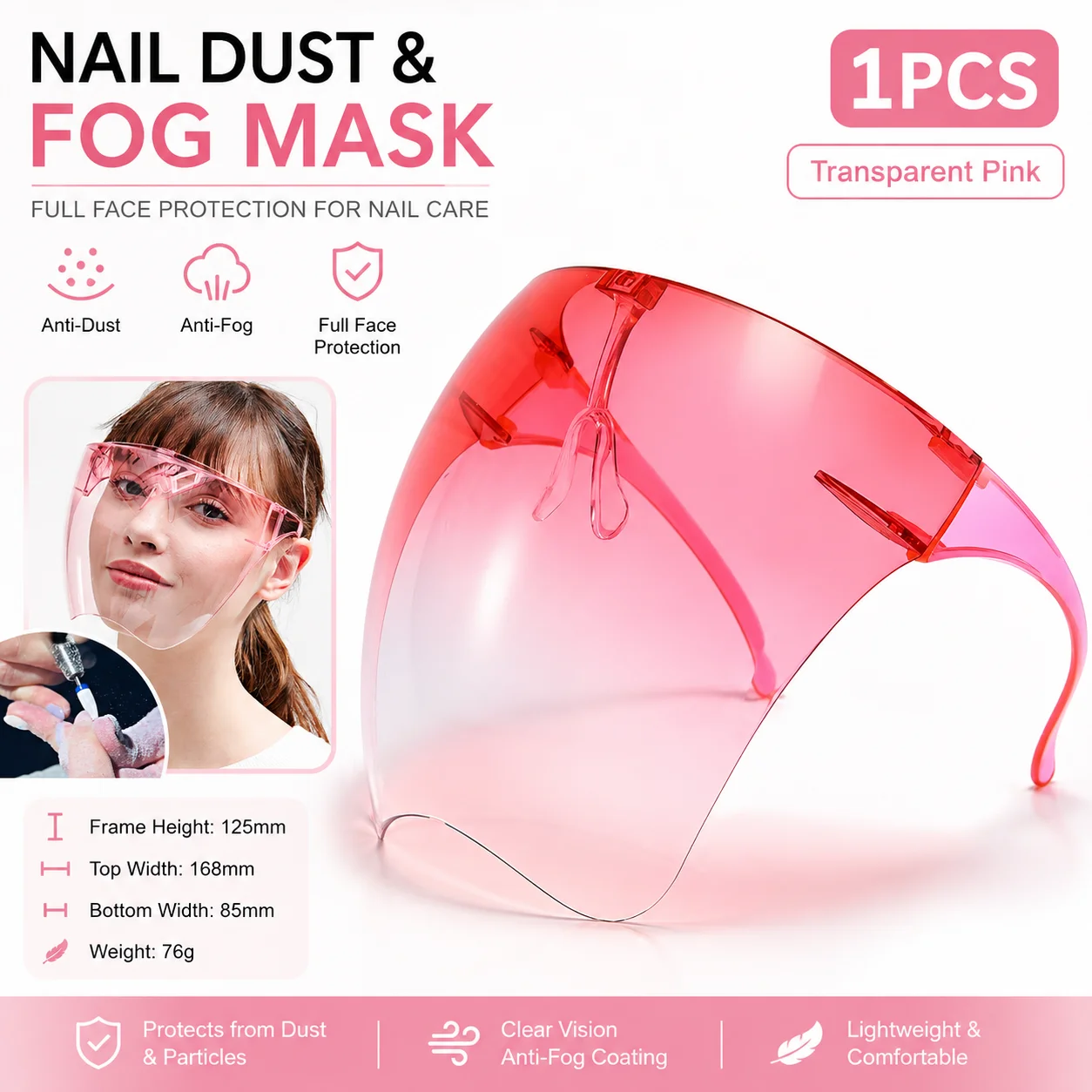 1PC Full Face High-Definition Anti-Fog Protective Mask Anti-Splash Goggles for Nail Art And Beauty Tools Transparent