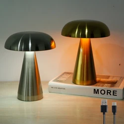 Retro Table Lamp Mushroom LED Night Light Touch Switch Desktop Decor Lamp Bedside Metal Night Light Bar Counter Atmosphere Lamp