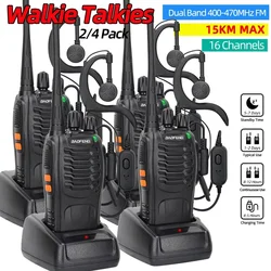 2/4 pces baofeng BF-888S v2 walkie talkie banda dupla portátil de longo alcance em espera uhf 400-470mhz usb presunto rádio em dois sentidos para caça