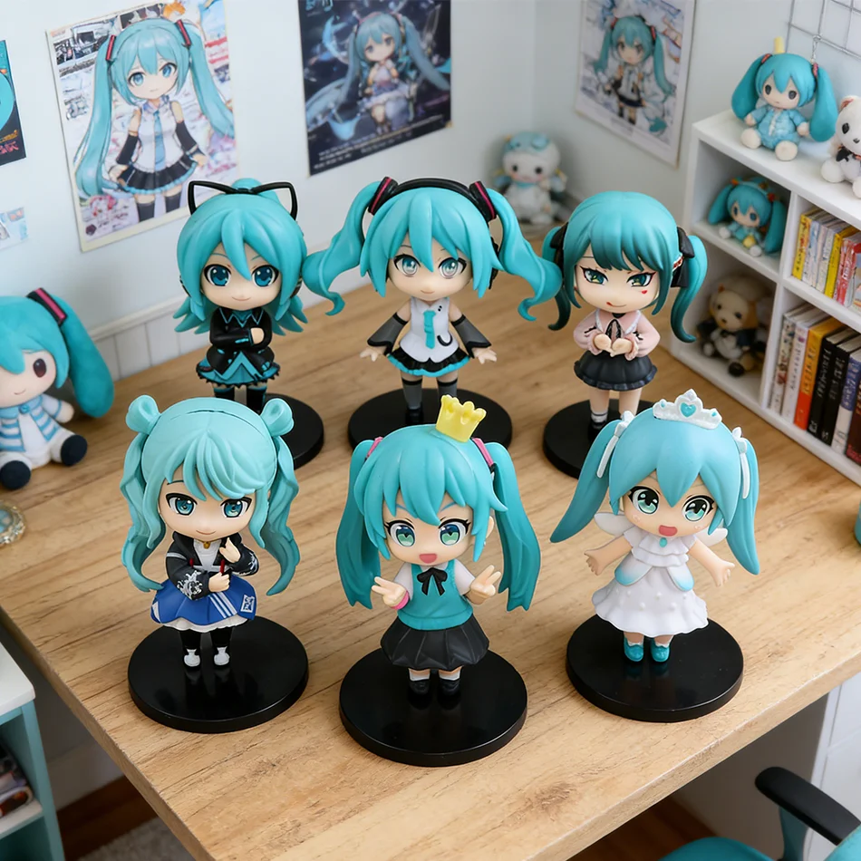 SS Neu Heißer Verkauf 6 Stück/Set Anime Neue Miku Figur Mini-Charakter-Ornamente Kawaii Hatsune Tischdekoration für Zuhause Erwachsenen-Spielzeug Kindergeschenk – Detail 9