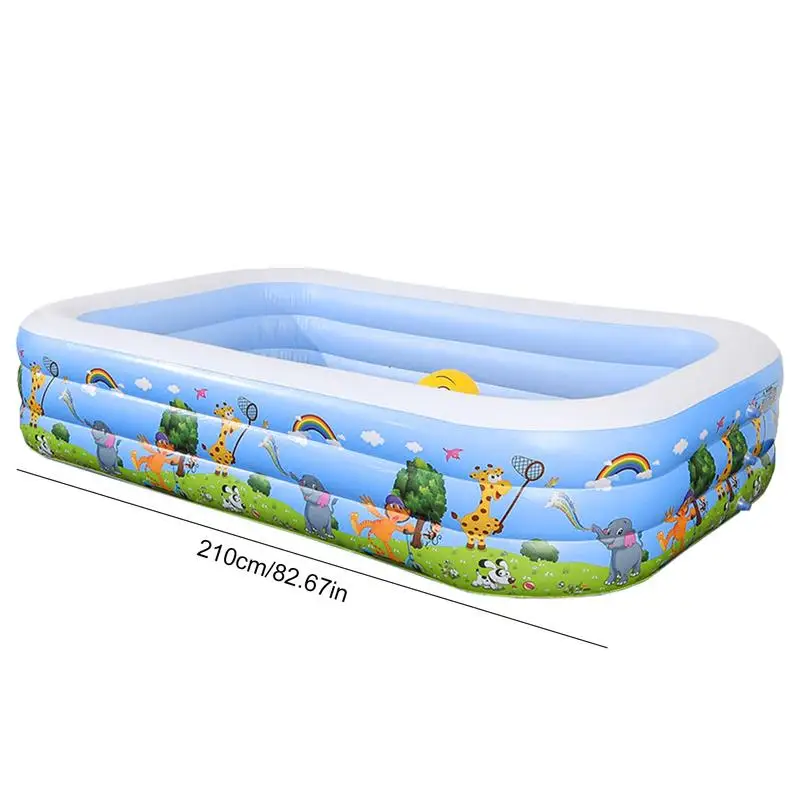 Kids Inflatable Pool Foldable Square Blow up Pool Cute Blow Up Pool for Family Space-Saving Swimming Pool for Backyard Garden