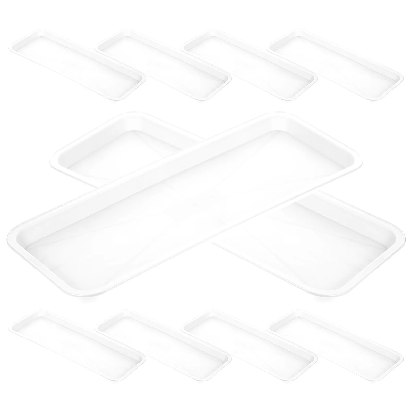

10pcs Plastic Plant Saucer Rectangular Pp Material Reusable Flower Pot Tray Indoor Outdoor Waterproof Drainage Planter Trays For