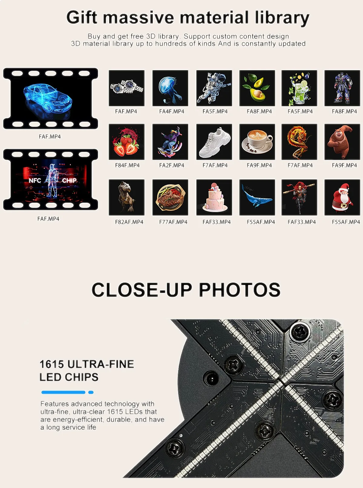 52cm 3D Holographic Fan Projector Naked Eye LED Hologram Display 48W Advertising Machine