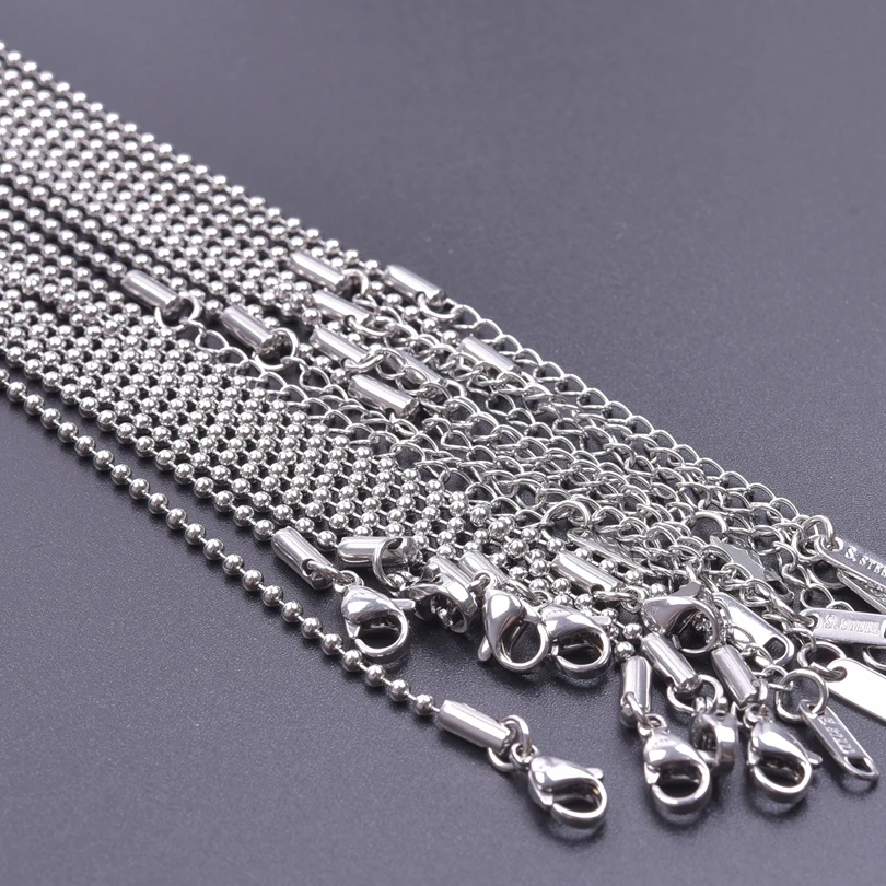 1/5/10pcs/Lot Silver Color Snake/Beads Chain Necklace Stainless Steel Chains For Women Men Accessories DIY Jewelry Making Choker