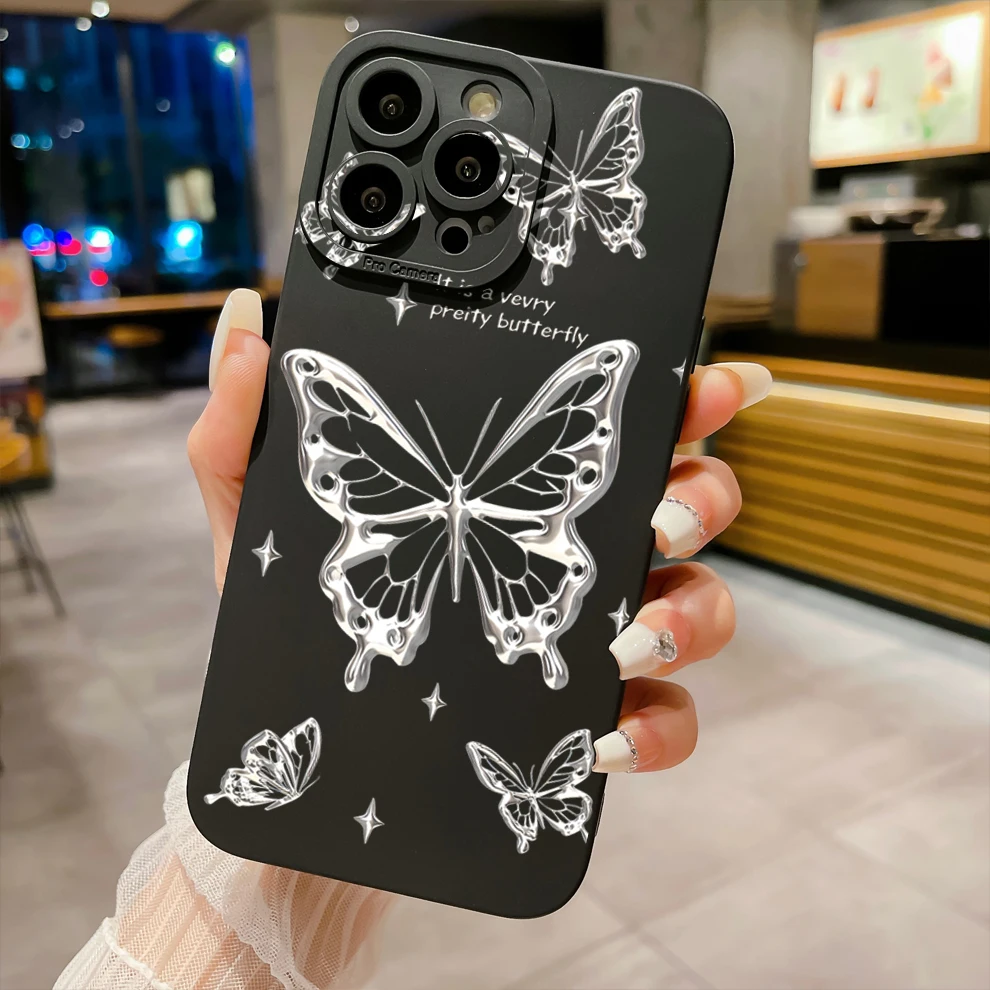 for Samsung Galaxy A15 A05 A35 A55 A14 A24 A34 A54 A33 A53 A73 5G Drawing Butterfly Square Case Cover