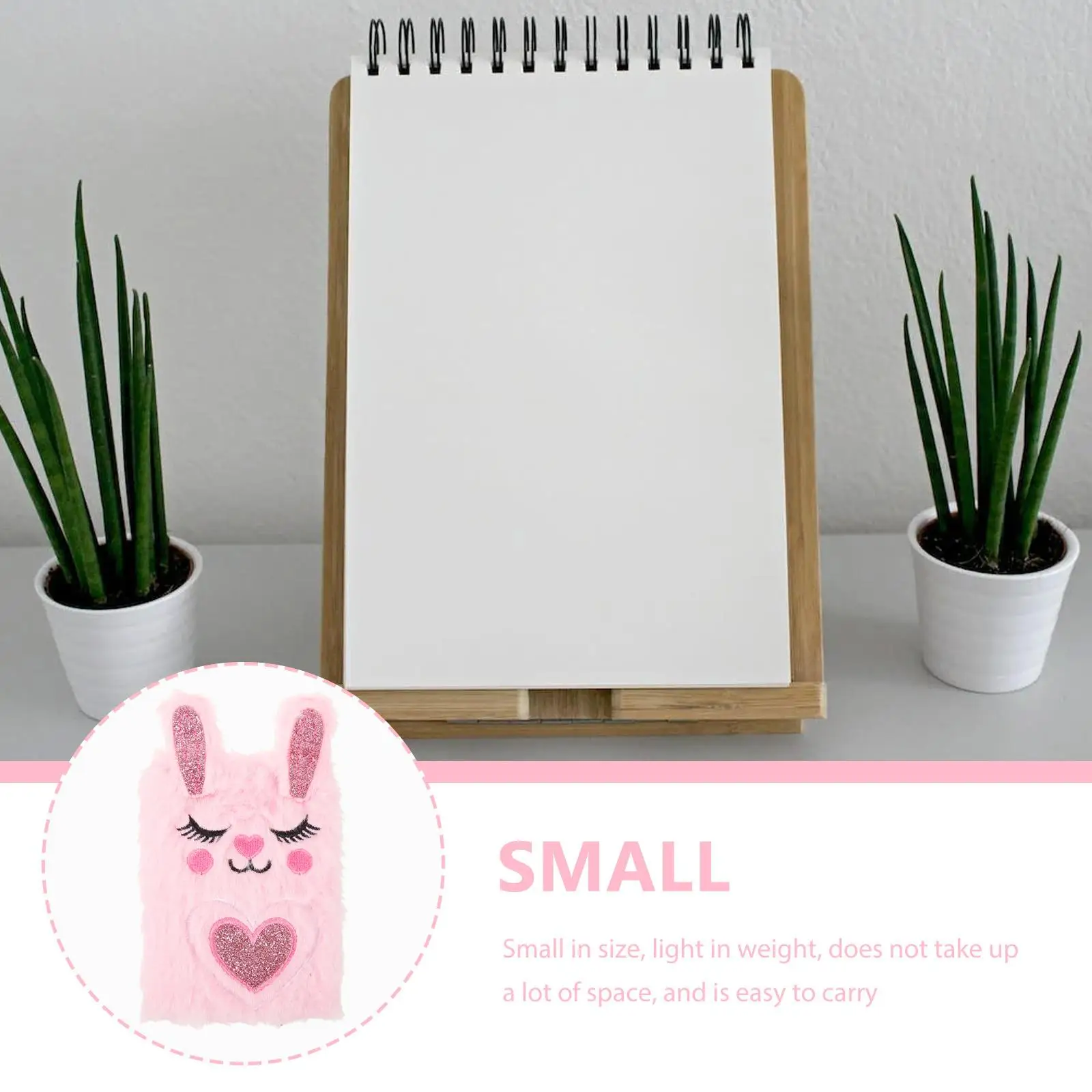 Mini Notebook Cartoon Notepad Diary Daily Use Journal Supply Fluffy Stuffed Bunny Adorable Plush Kids Writing Book Small Size