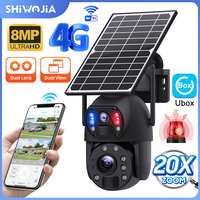 SHIWOJIA 4G/WIFI Solar Camera 4K 8MP 20X Zoom Dual Lens Recording Humanoid Tracking Outdoor Camera Metal Waterproof CCTV 12000mA