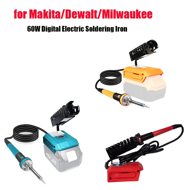 

NEW Adjustable 60W Digital Electric Soldering Iron for Makita/Dewalt/Milwaukee 18-20V Battery300-510℃ 936M Solder Tip Soldering