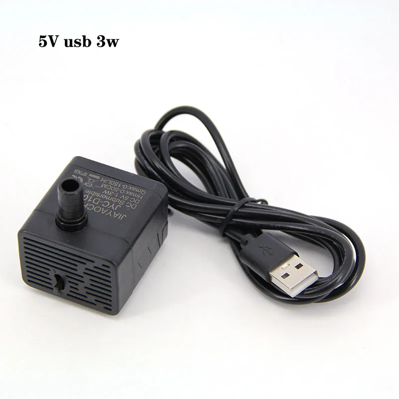 DC 5V 3W USB cable Water Pump with led Connector Micro Submersible 4-LED Pump colorful Aquarium Fish Tank Fountain Pond