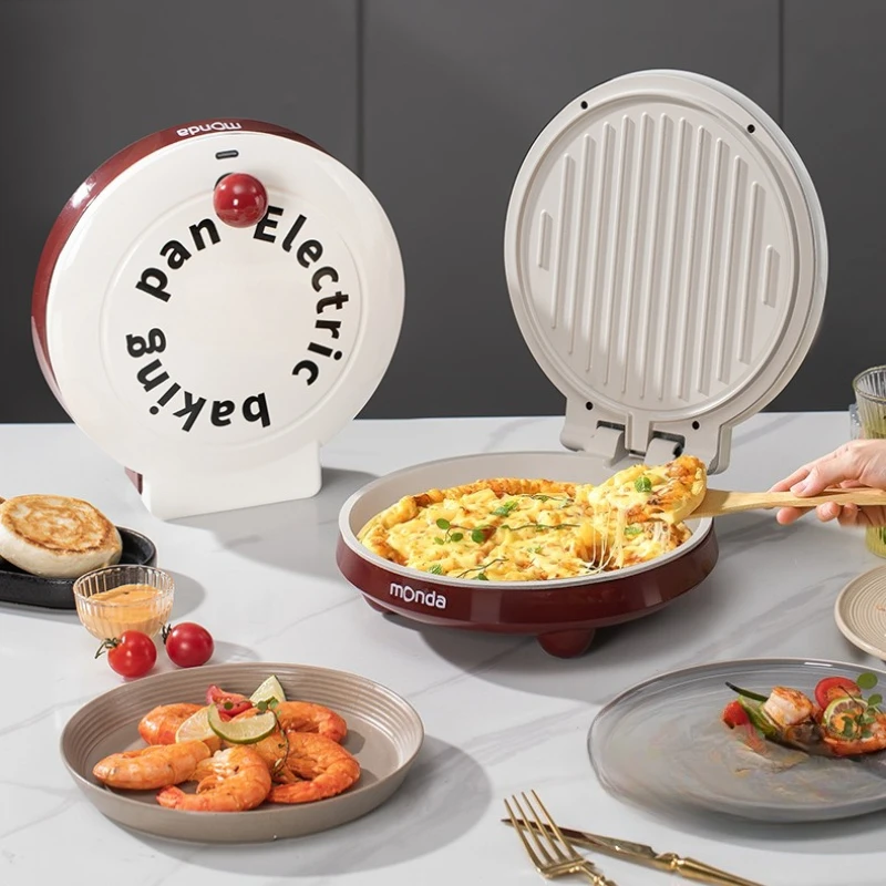 1000W Large Capacity Electric Baking Pan Home Double-sided Heating Pancake Machine Pie Pizza Bak Pan 3 Gear Adjust Grill Machine