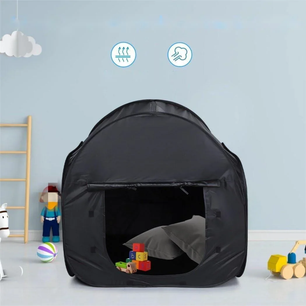 Indoor and Outdoor Vinyl Blackout Children's Play Room Foldable Portable Fast Opening Outside Children's Tent Size: 90x90x90cm