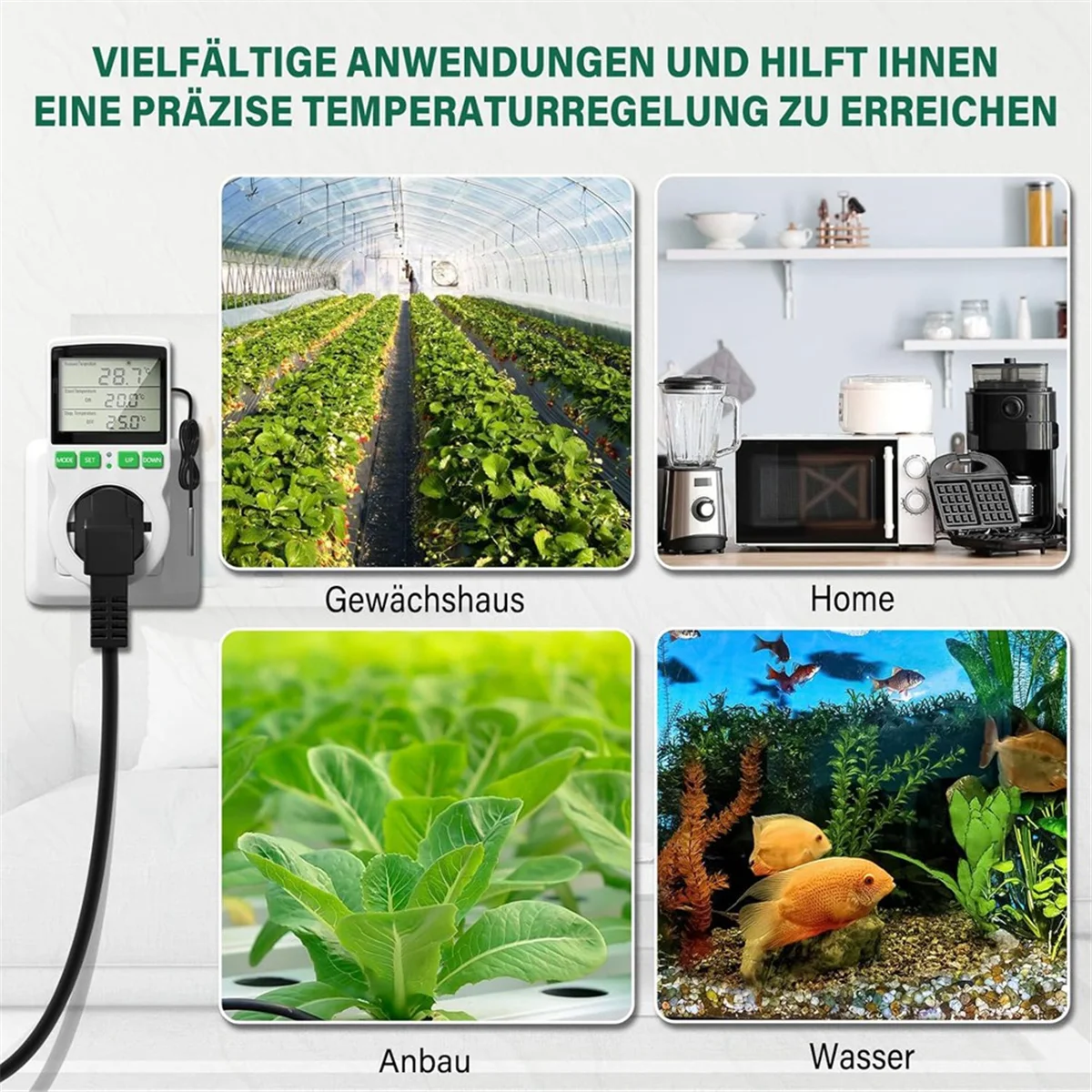 Розетка для термостата BISM, розетка для цифрового регулятора температуры 16A, ЖК-экран, нагрев и охлаждение, термостат для рептилий, вилка европейского стандарта