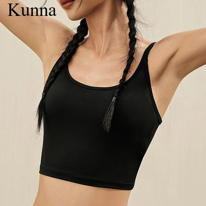 

Kunna Woman Сексуальный спортивный бюстгальтер с открытой спиной и тонкими бретелями — легкая подкладка, противоударный и боковой покрытие для бега и йоги
