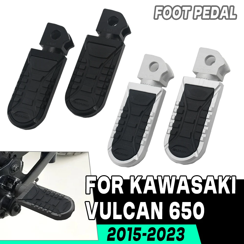 New CNC 360° Roating Anti-Slip Rider Wide Foot Pegs Footrest For KAWASAKI VULCAN 650 Vulcan650 Motorcycle Front Driver Footpegs